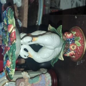 AVAILABLE - Vintage Fitz & Floyd Essentials Holiday Swan Collection treat plate.